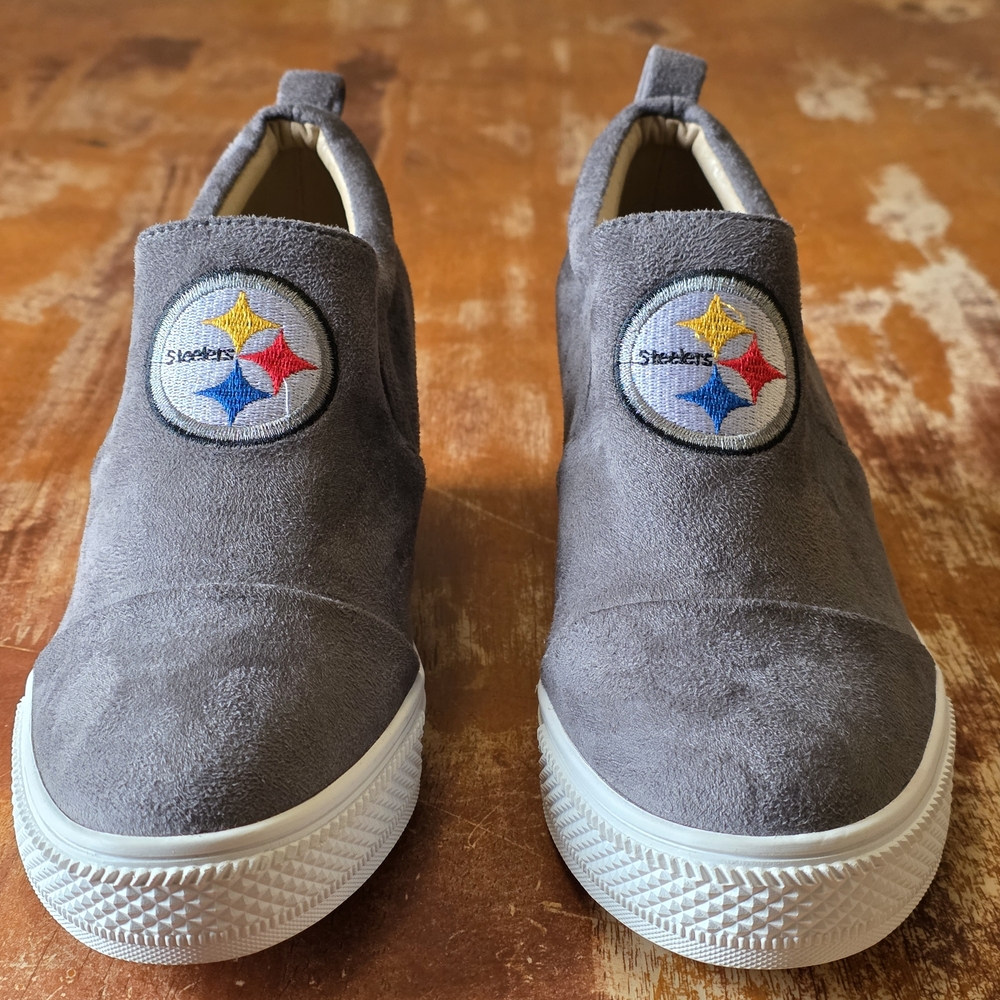 Pittsburgh Steelers Gray Slip-On Wedge Shoes